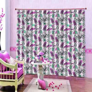 Bicycle Red Shoes Printing 3D Blockout Curtains Fabric Window Home Decor - Picture 1 of 12