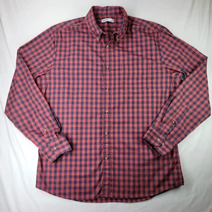 Sonoma Button Up Shirt Men’s Size L Red Blue Gingham Check Long Sleeve - Picture 1 of 14