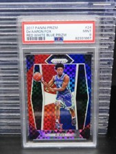 2017-18 Panini Prizm De'Aaron Fox Red White Blue Prizm Rookie Card RC #24 PSA 9