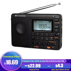 Retekess V115 Portable FM/AM/SW Radio Digital Speaker Rechargeable Record Home - Picture 1 of 14
