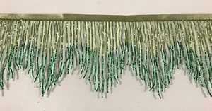 6 Zoll Limette/Smaragdgrün Ombre HARGLE Perlen Fransen Chevron Lampe Kostüm Zierleiste - Bild 1 von 3