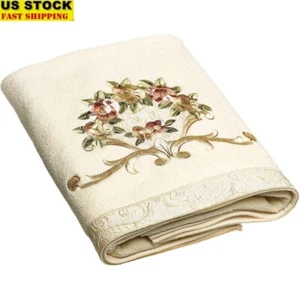 Decorative Floral Bath Towel Set Plush Cotton Soft Jacquard Embroidered Towels - Picture 1 of 3