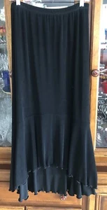 Chicos Travelers Black Skirt Size 2 Hi Lo Liquid Knit Slinky Stretch Waist NWT - Picture 1 of 14