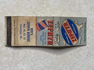 AT409 Vintage Streichholzheftchenhülle Ken's Zephyr Service Station Farmington Montana MT - Bild 1 von 2