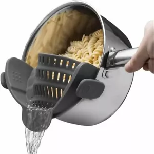 Adjustable Silicone Clip Kitchen Colander On Strainer for Pots, Pans, and Bowls - Picture 1 of 6