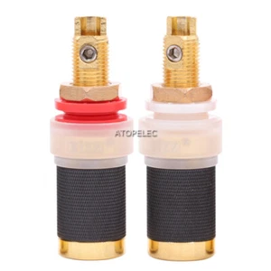4pcs EIZZ 24K Gold Plated Tellurium Copper Speaker AMP Binding Post Banana Jack - Picture 1 of 3