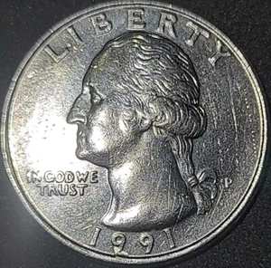 1991 P Quarter Obverse Cud On The Nine Of The Date! - Picture 1 of 3