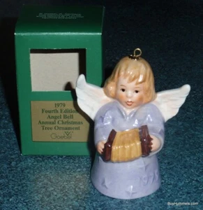 1979 GOEBEL Annual Purple Angel Bell Christmas Ornament with Accordion With Box! - Picture 1 of 8