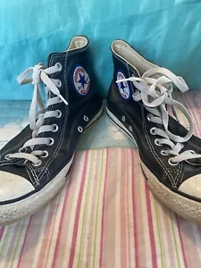 Scarpe vintage Converse Hi-Top Chuck Taylor in pelle All Star con logo ricamato - Foto 1 di 11
