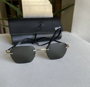 NEW Mont Blanc MB0344S-001 Gold Black Grey Sunglasses - Picture 1 of 12