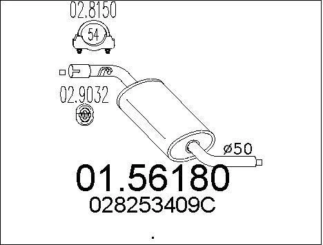 SILENCIEUX INTERMéDIAIRE VW TRANSPORTER T4 CAMION PLATE-FORME/CHâSSIS 1.9 D - Photo 1/2