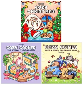 Coco Wyo Cozy Colouring Books 3 Books Set (Cozy Corner, Cozy Cuties, Christmas) - Picture 1 of 4