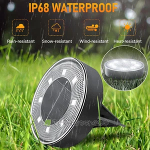 Solar Power Flat Buried Light 8 LED In-Ground Lamp Outdoor Path Garden Decking - Picture 1 of 16