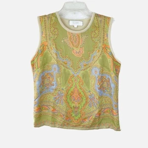 EUC Vintage J McLAUGHLIN Silk and Cashmere Paisley Sleeveless Shell Size Medium - Picture 1 of 8
