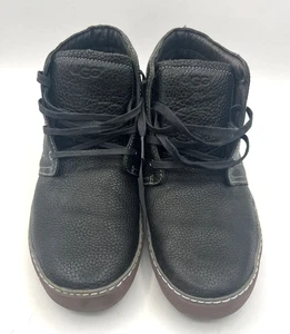 UGG Australia Men’s Black Leather Ankle Boots Size 10 Shearling Lined Casual - Picture 1 of 13