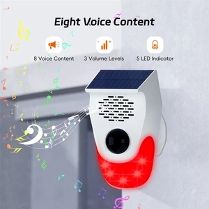 RF433 Outdoor Solar Voice Home Infrared Motion Sensor Wireless 120db Alarm - Picture 1 of 10