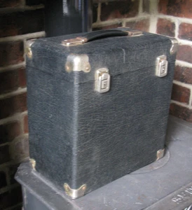 Vintage Carrier Box Storage Vinyl Records LP Solid Hard Case Portable Black Bag - Picture 1 of 20