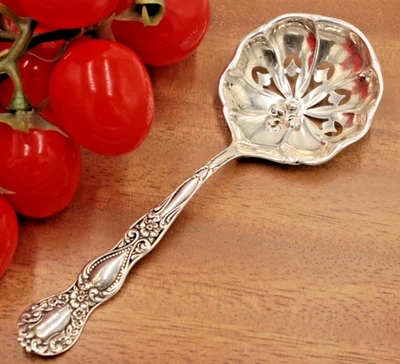 Manchester Silver Co. American Beauty plata esterlina bon-bon cuchara para servir 5 3/8" Foto 1 de 4