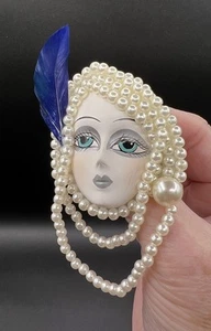 Artisan Made Flapper Brooch, Hand Painted, 3.5” X 2” - Picture 1 of 7