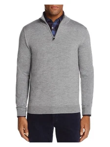 Designer Brand Mens Gray Mock Neck Classic Quarter-Zip Merino Blend Sweater XXL - Picture 1 of 6