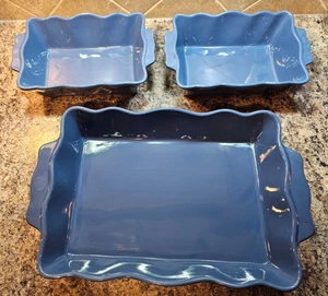 Juego de 3 piezas de gres azul escamoso Bico 1 sartenes pesadas de 13x9 y 2 9x6 - Imagen 1 de 7