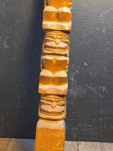 Vintage 24 1/2 Zoll lange handgeschnitzte hawaiianische Tiki Statue Totempfahl polynesisch  - Bild 1 von 12