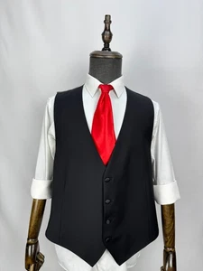 SuitSupply Ferrara Waistcoat Vest Wool Mohair Black Single Breasted US Size 42S - Picture 1 of 16