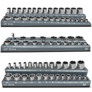 Magnetic Socket Organizer Set -3 Piece Metric Magnetic Socket Holder Set Grey... - Picture 1 of 7