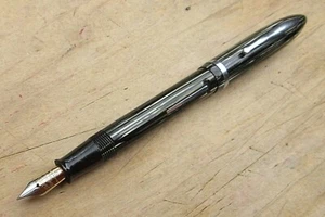 Vintage Sheaffer Grey Balance Striated Ftn Pen - FINE Feather Touch 14k nib - Picture 1 of 6