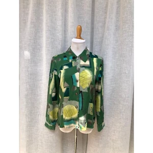 Green viscose abstract pattern blouse Japanese vintage - Picture 1 of 9