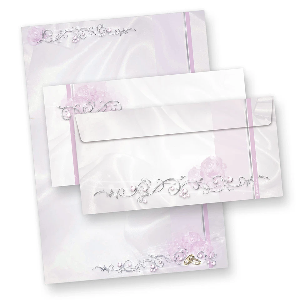 TATMOTIVE Briefpapier Hochzeit Motiv DeLuxe Motivpapier für Einladungen optional Umschläg