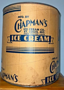 Vintage Ice Cream Container 3 Gallon Chapman's St. Louis MO Cardboard Round - Picture 1 of 5