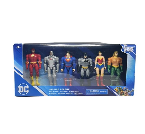 DC Justice League Superman Batman Aquaman Wonder Woman Cyborg Flash 6 Set Spin Cover