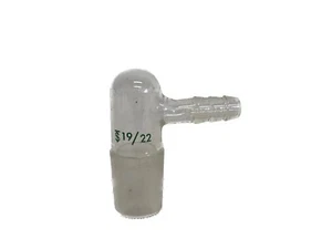 Laboratory Glass 90º Bent Hose Inlet Connection Adapter 19/22 Inner Joint 9mm HB - Picture 1 of 5