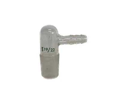 Laboratory Glass 90º Bent Hose Inlet Connection Adapter 19/22 Inner Joint 9mm HB - Image 1 of 4