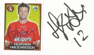 CHARLTON & PORTSMOUTH: HERMANN HREIDARSSON SIGNED 3x5 WHITECARD+COA - Picture 1 of 1