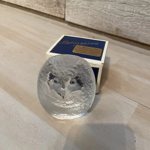 BNIB Vintage Mats Jonasson Sweden (signed) Clear Crystal Lead Owl Bird - Picture 1 of 18