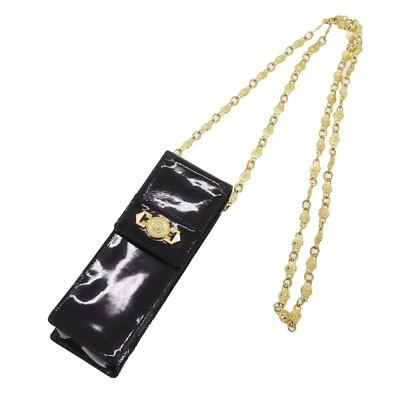 GIANNI VERSACE Used Pouch Shoulder Bag Crossbody Black Leather Vintage #AH516 S - Image 1 of 4