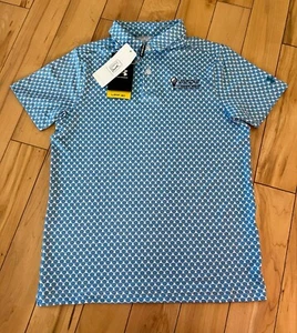 NEW Under Armour Valspar Championship Golf Polo Shirt Youth L Blue Balloon Print - Picture 1 of 6