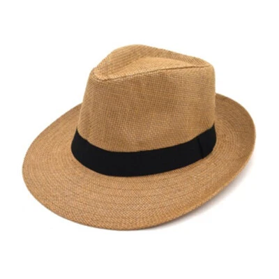 Panamá Ala Grande Fedora Verano Ala Plana Paja Papel Sombrero Gorra Playa Sol Hombres Mujeres Foto 1 de 4