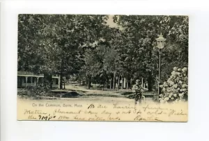Barre MA Messe 1907 antike Postkarte, Junge auf Fahrrad, Straßenansicht, "Whälter" - Bild 1 von 2