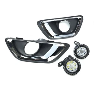 Built-in LED Fog Light Fit 2015-2020 Chevy Colorado Clear Lens Chrome Trim Bezel - Picture 1 of 8
