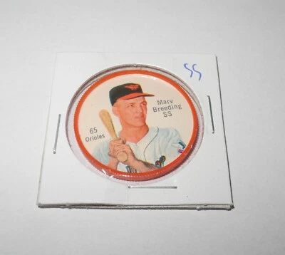 1962 Salada Baseball Pin Coin #65 Marv Breeding Baltimore Orioles (SS Variation) - Image 1 of 2