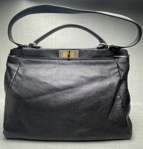 Fendi Black Leather Large Peekaboo Satchel Bag - Picture 1 of 16