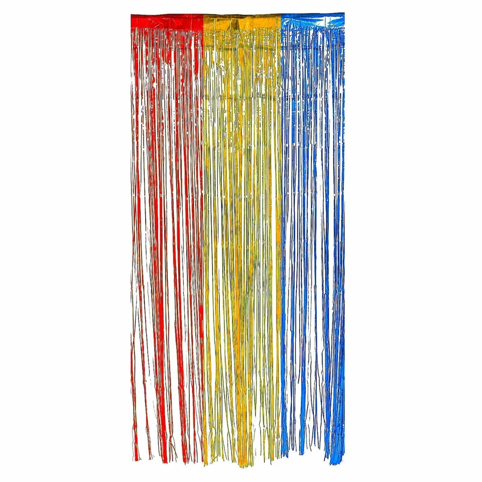 Superhero 3 Colour Red Blue Gold Foil Door Curtain Backdrop Party Decoration - image 1 of 1