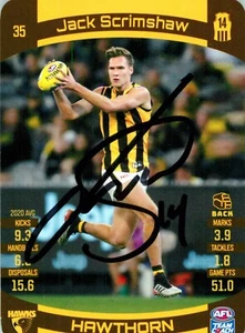 Signed 2021 Hawthorn Hawks AFL TeamCoach Card - Jack Scrimshaw - Picture 1 of 3