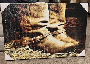 Stampa su tela galleria wall art avvolta - stivali da cowboy - 1,5" 24" x 36" - Foto 1 di 3