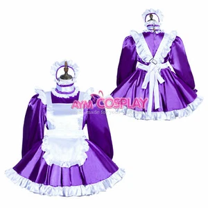 Sexy Vestido Púrpura Sissy Maid Satén - Imagen 1 de 11
