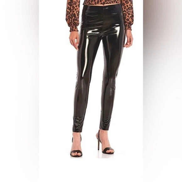 Gianni Bini Faux Leather Leggings Women's Size XL Black Shiny Arabi Vinyl