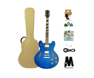 Haze SEG-272TBL Blue Flame, Semi-Hollow Body Electric Guitar + Deluxe Hard Case - Bild 1 von 15
